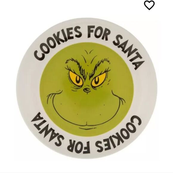 Nwt Christmas Cookies For Santa Grinch Plate - Picture 1 of 4